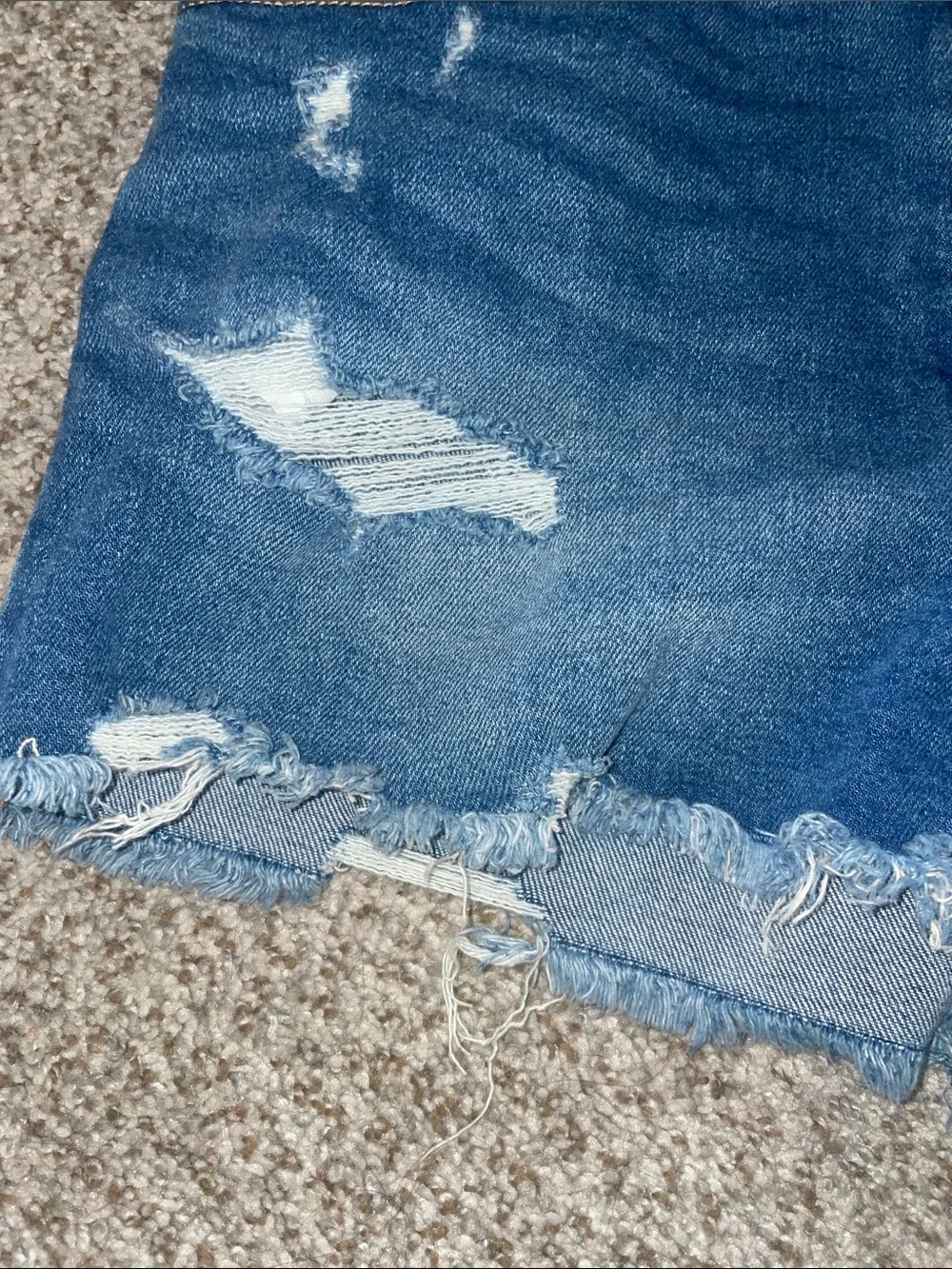 Abercrombie & Fitch Ripped Dark Blue Denim Cutoff Shorts